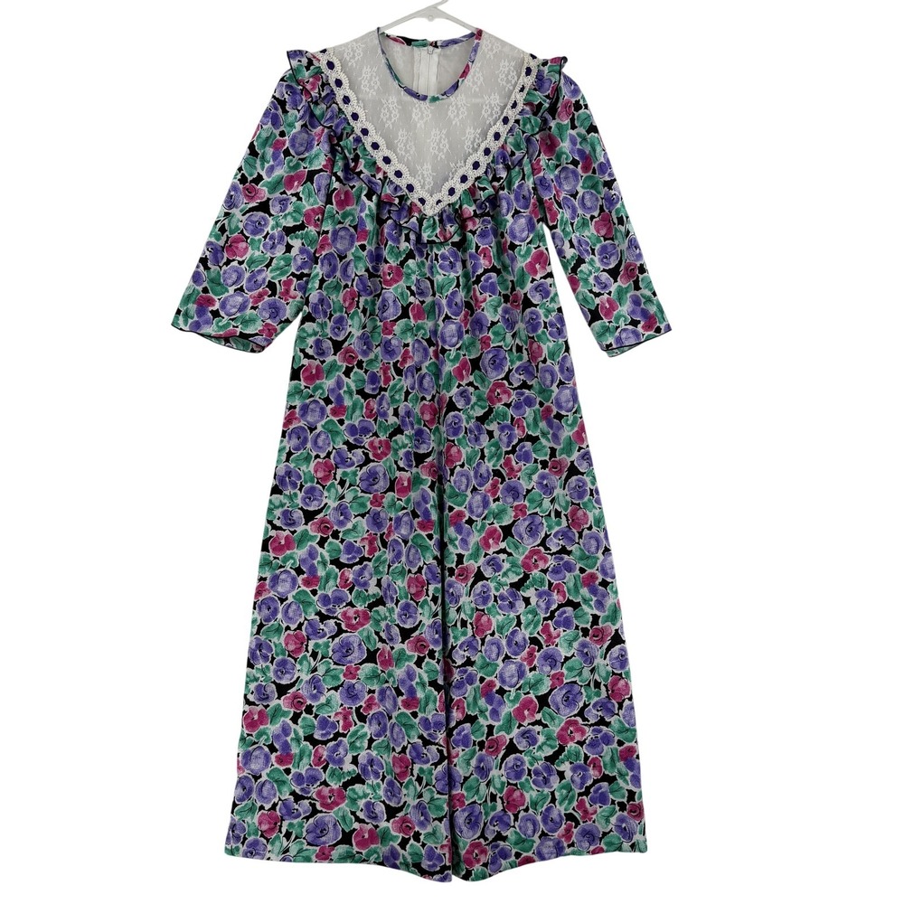 VTG Naturallyโ Petite Liberty House Dress Womens Small Floral Hawaiian Lace Maxi